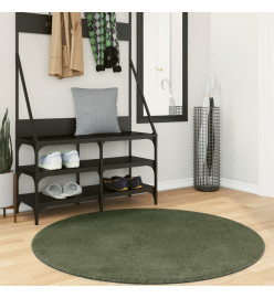 Tapis HUARTE à poils courts doux et lavable vert forêt Ø 120 cm