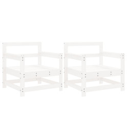 Chaises de jardin 2 pcs blanc bois massif de pin