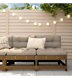 Canapés centraux de jardin 2 pcs marron miel bois de pin solide