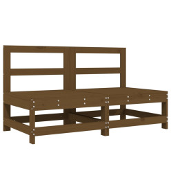 Canapés centraux de jardin 2 pcs marron miel bois de pin solide