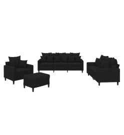 Ensemble de canapés 4 pcs avec coussins Noir Velours