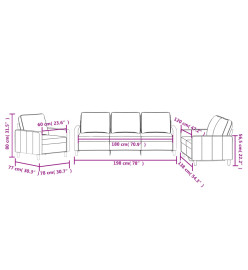 Ensemble de canapés 3 pcs avec coussins Gris foncé Velours