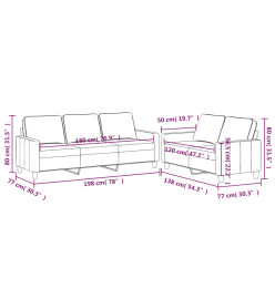 Ensemble de canapés 2 pcs avec coussins Vert foncé Velours