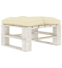 Salon palette de jardin 8 pcs avec coussins crème bois
