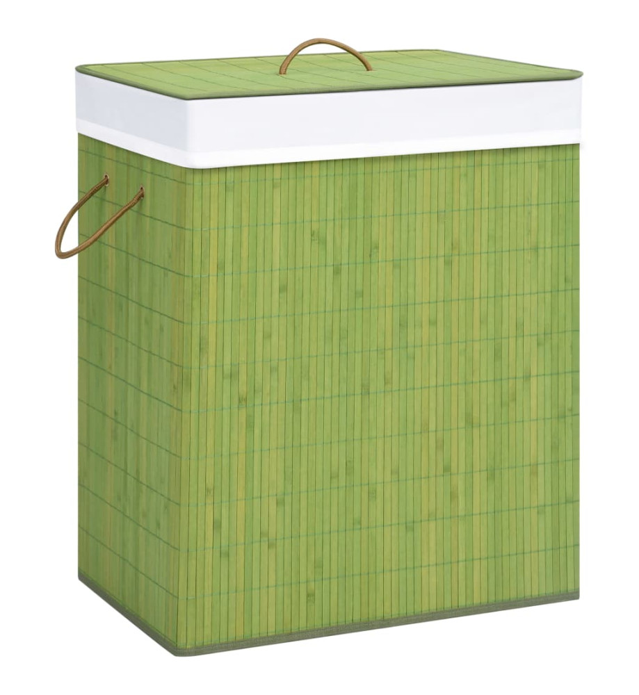 Panier à linge avec 2 sections bambou vert 100 L