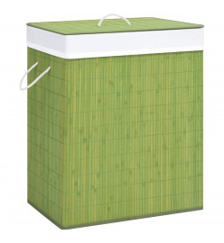 Panier à linge avec 2 sections bambou vert 100 L