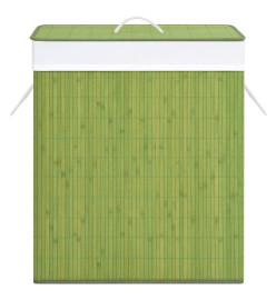 Panier à linge avec 2 sections bambou vert 100 L