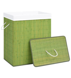 Panier à linge avec 2 sections bambou vert 100 L