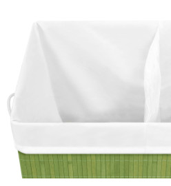 Panier à linge avec 2 sections bambou vert 100 L