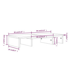 Support de moniteur Blanc 60x24x10,5 cm Bois de pin solide