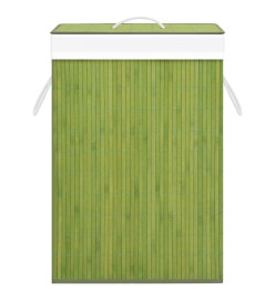 Panier à linge avec 2 sections bambou vert 72 L