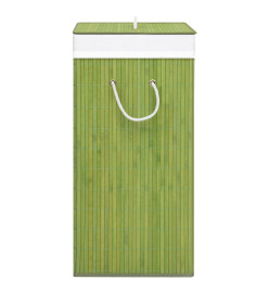 Panier à linge avec 2 sections bambou vert 72 L