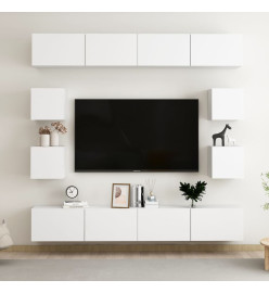 Ensemble de meubles TV 8 pcs Blanc Aggloméré