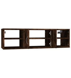 Étagère d'angle murale Chêne fumé 102x30x29 cm Bois ingénierie