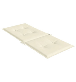 Coussins de chaise de jardin dossier haut lot de 2 crème tissu