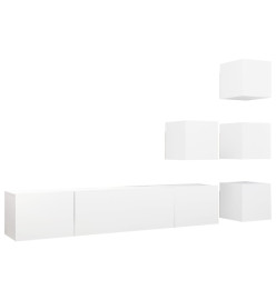 Ensemble de meuble TV 6 pcs Blanc Aggloméré