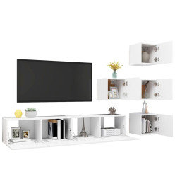 Ensemble de meuble TV 6 pcs Blanc Aggloméré