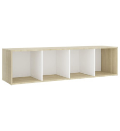 Meuble TV Blanc et chêne sonoma 142,5x35x36,5 cm Aggloméré