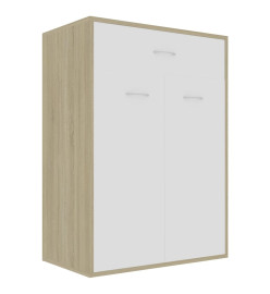 Armoire à chaussures Blanc et Chêne sonoma 60x35x84cm Aggloméré