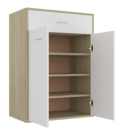 Armoire à chaussures Blanc et Chêne sonoma 60x35x84cm Aggloméré