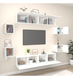 Ensemble de meubles TV 8 pcs Blanc Bois d'ingénierie