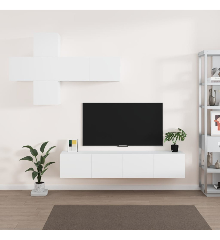 Ensemble de meubles TV 7 pcs Blanc Bois d'ingénierie