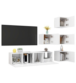 Ensemble de meuble TV 6 pcs Blanc Aggloméré