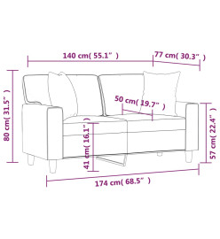 Canapé 2 places avec oreillers cappuccino 140 cm similicuir