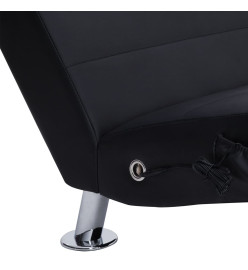 Chaise longue de massage avec oreiller Noir Similicuir