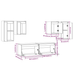 Meubles TV 6 pcs Gris Bois massif de pin