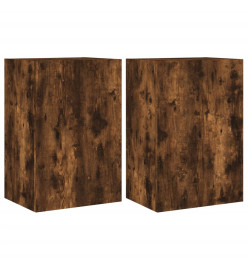 Meubles TV muraux 2 pcs chêne fumé 40,5x30x60cm bois ingénierie