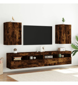 Meubles TV muraux 2 pcs chêne fumé 40,5x30x60cm bois ingénierie