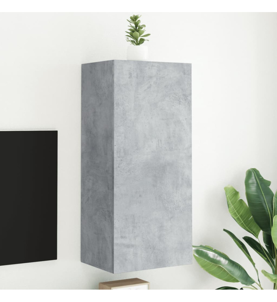 Meuble TV mural gris béton 40,5x30x90 cm bois d'ingénierie