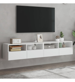 Meubles TV muraux 2 pcs blanc 80x30x30 cm bois d'ingénierie