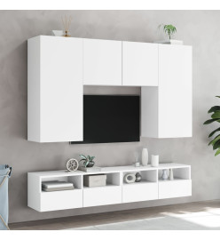 Meubles TV muraux 2 pcs blanc 80x30x30 cm bois d'ingénierie