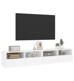 Meubles TV muraux 2 pcs blanc 80x30x30 cm bois d'ingénierie