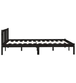 Cadre de lit Noir Bois de pin massif 135x190 cm Double