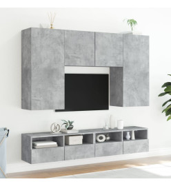 Meuble TV mural gris béton 80x30x30 cm bois d'ingénierie