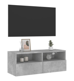 Meuble TV mural gris béton 80x30x30 cm bois d'ingénierie