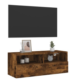 Meuble TV mural chêne fumé 80x30x30 cm bois d'ingénierie