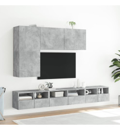 Meuble TV mural gris béton 60x30x30 cm bois d'ingénierie