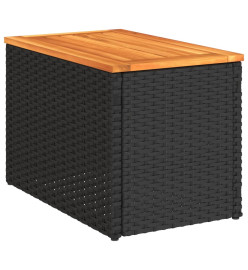 Tables d'appoint jardin 2pcs noir 55x34x37 cm rotin bois massif
