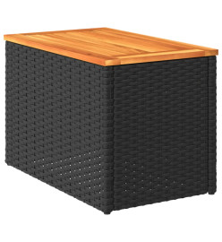 Tables d'appoint jardin 2pcs noir 55x34x37 cm rotin bois massif