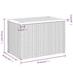 Tables d'appoint jardin 2pcs noir 55x34x37 cm rotin bois massif