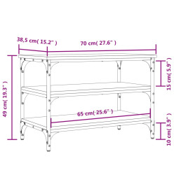 Banc à chaussures chêne fumé 70x38,5x49 cm bois d'ingénierie