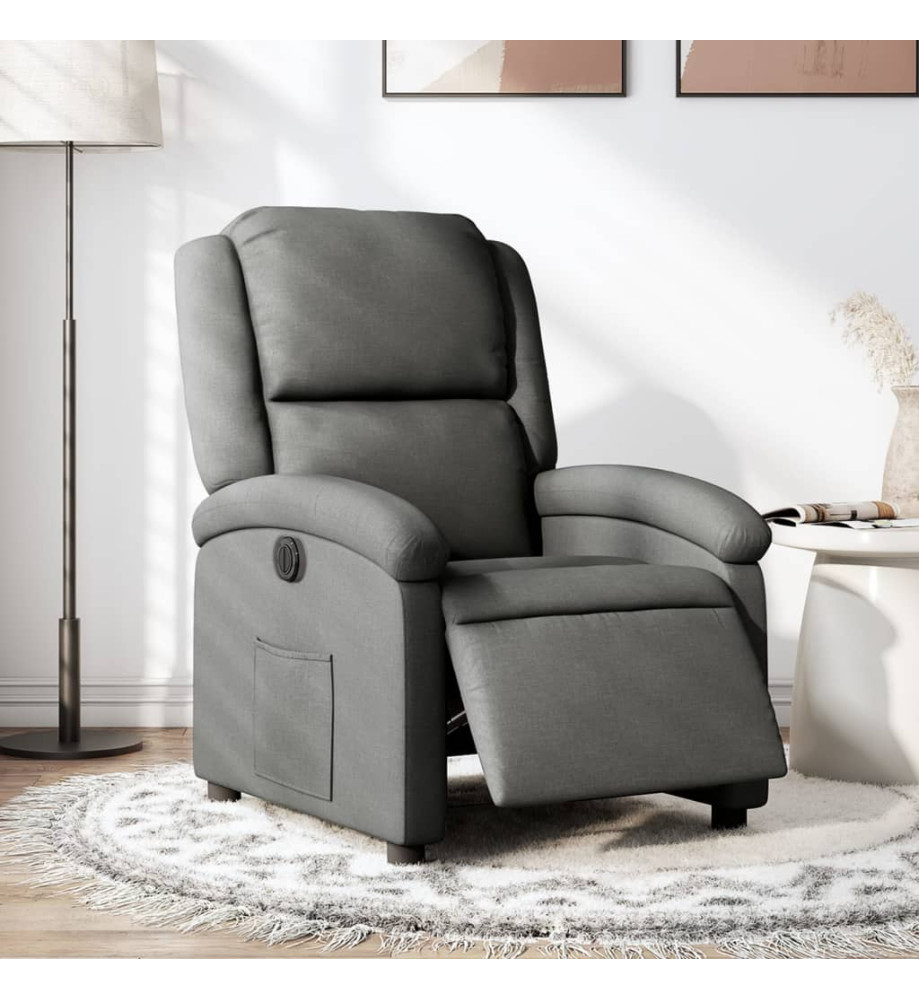 Fauteuil inclinable électrique Gris foncé Tissu