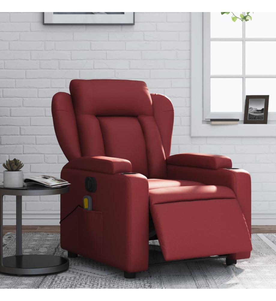 Fauteuil de massage inclinable électrique rouge bordeaux