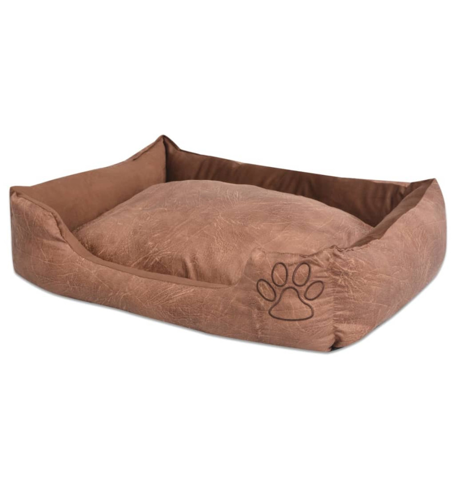 Lit pour chiens avec coussin Cuir artificiel PU Taille M Beige