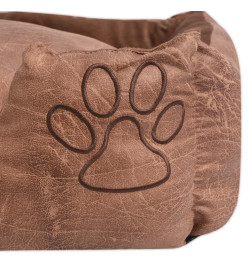 Lit pour chiens avec coussin Cuir artificiel PU Taille M Beige