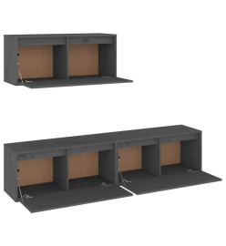 Meubles TV 3 pcs Gris Bois massif de pin